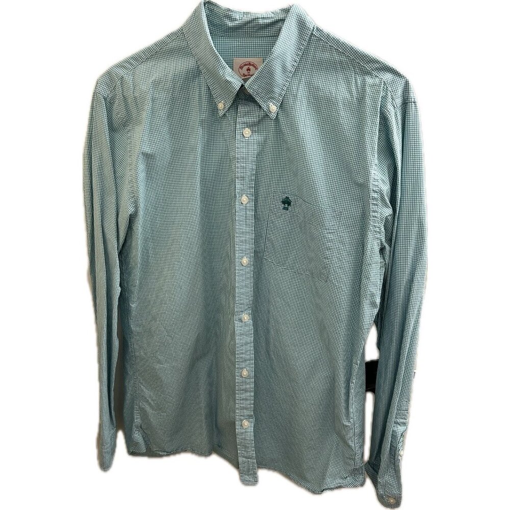Brooks Brothers Red Fleece Mint Green Micro Gingham Button Down Shirt Men Xl